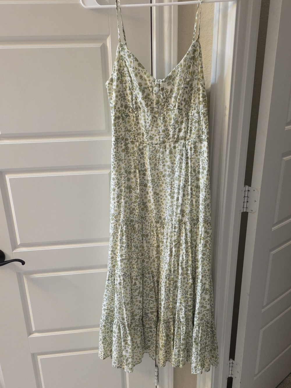 Trixxi White and Light Green Floral Midi Dress